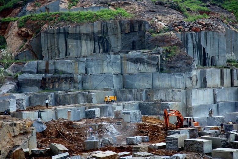 blue granite slabs