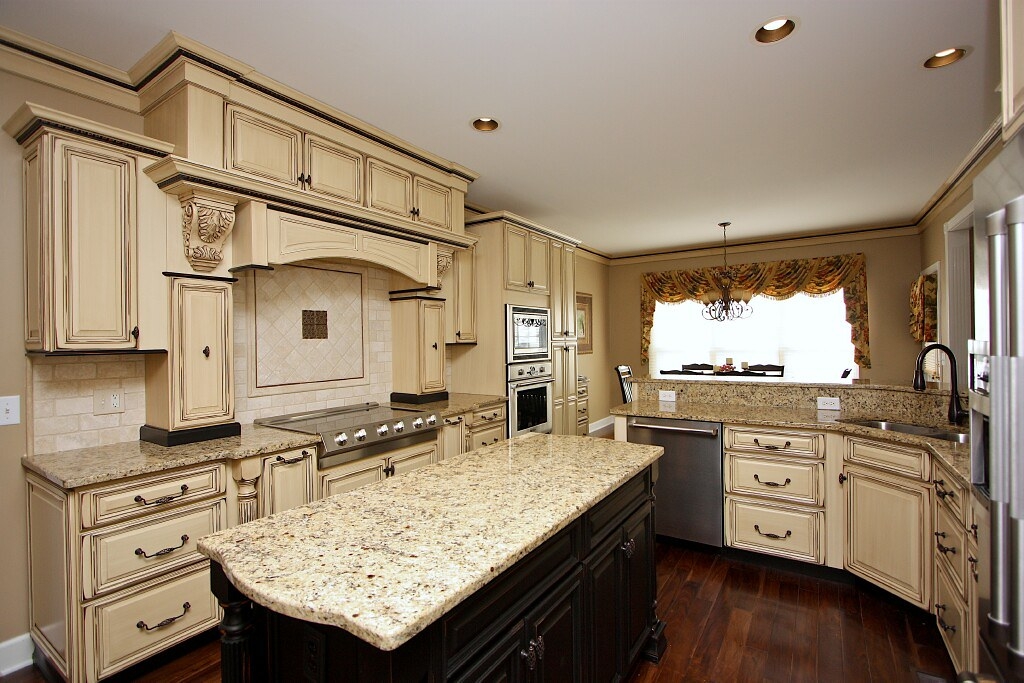 kitchen sink for antique white cabinet and slate countertop